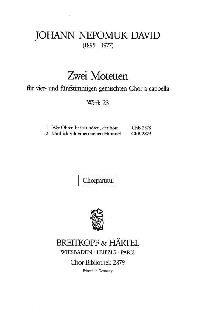 2 Motetten: 2. Und ich sah